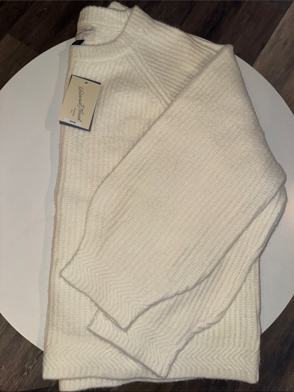 Universal Thread Cream/Ivory Ribbed Turtleneck Sweater - Picture 3 of 5